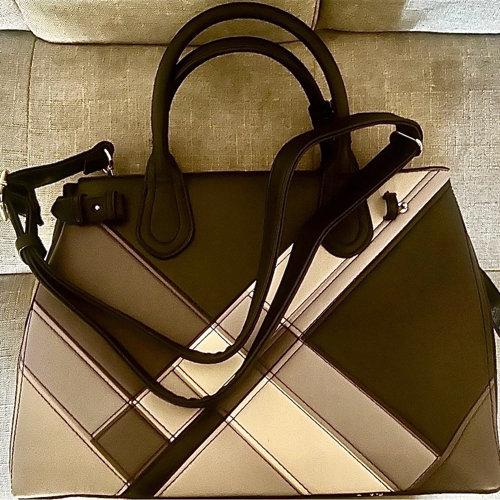 Elegant Brown and Tan Women's Handbag